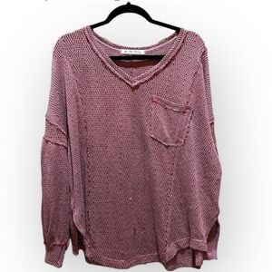 Free People We the Free Hacci Knit Top in Mauve Balloon Sleeve Boho